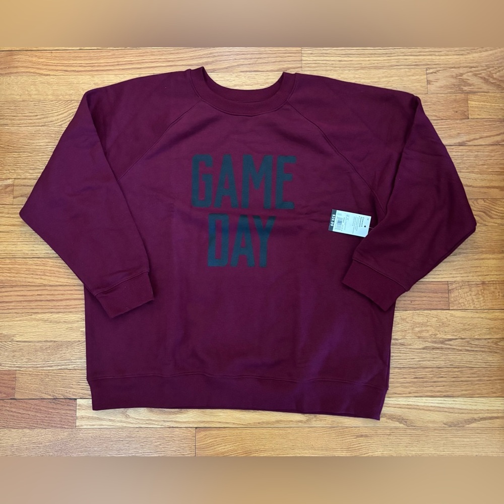 Sonoma “Game Day” Sweatshirt Women’s 1X Maroon Crewneck Casualwear Top New
